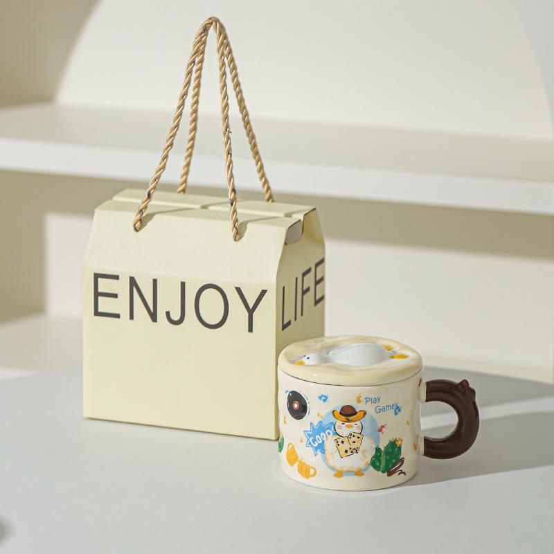 High Looking Retro Cup Artistic Sense of Ceramic Mug Birthday Gift for Girls Best Friend Souvenir Gift Box