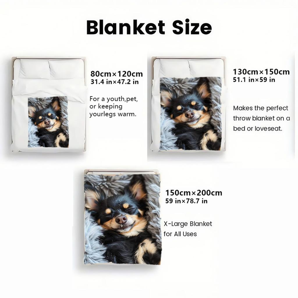 Op Maat Gemaakte Langharige Chihuahua Deken Hondenfoto Fleece Plaid Alle Seizoenen Zacht Warm Beddengoed Huisdecoratie Cadeau voor Hondenliefhebbers