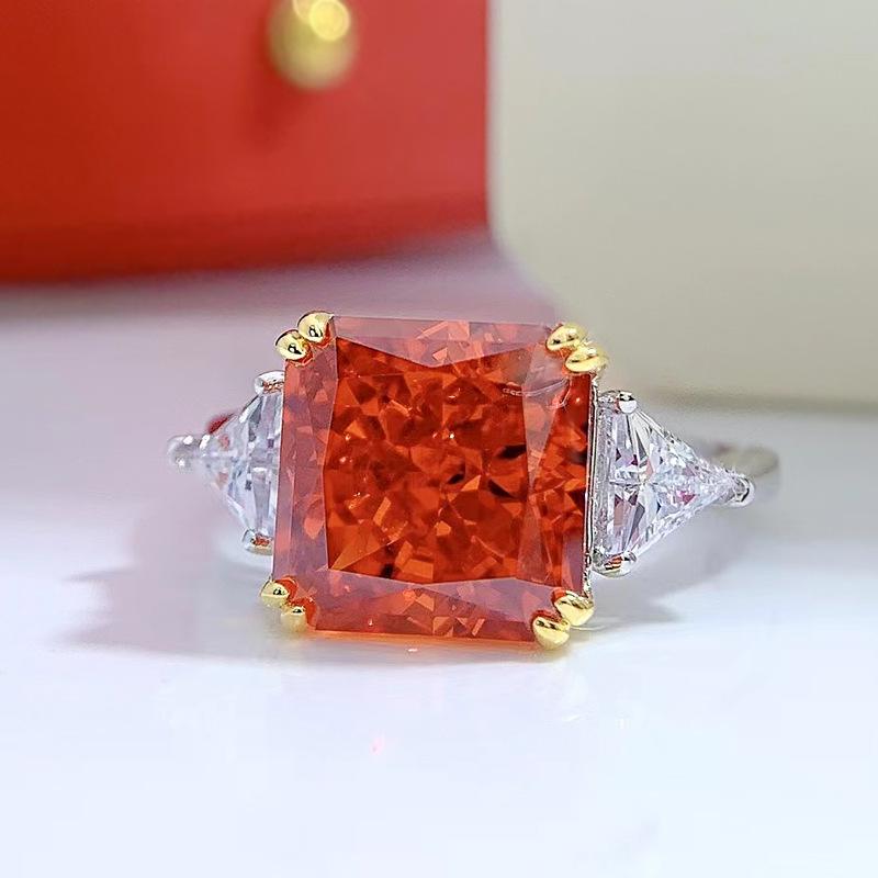 Luoxi Temple Padma Ice Flower Cut 925 Silver Ring with High Carbon Diamond for Women - European and American Minimalist Style