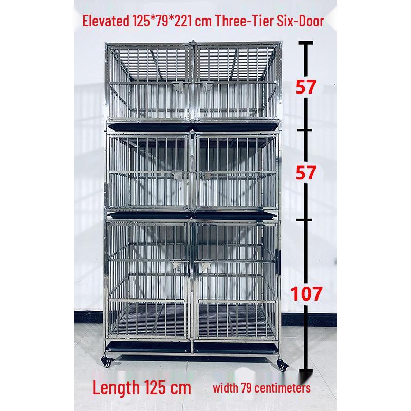 Stainless Steel Multi-Layer Dog Cage for Small to Medium Dogs - Parent-Child Design, Ideal for Pet Shops & Boarding