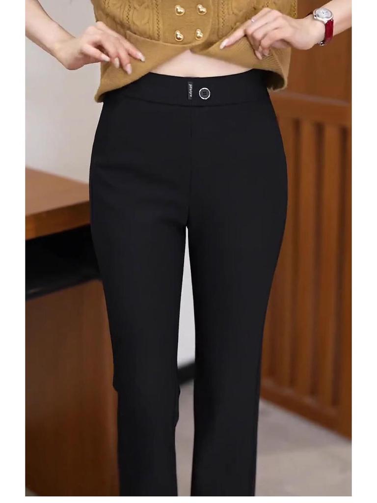 2026 Schwarze High-Waist Schlankmachende Micro-Flare Elastische Hose - Vielseitige Frühjahrs-/Sommer-Freizeithose für Damen