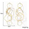 Übertriebene Unregelmäßige Quadratische Rhombus Mehrschichtige Metall Geometrische Hohle Lange Hängeohrringe für Frauen Schmuck Weihnachten Brincos