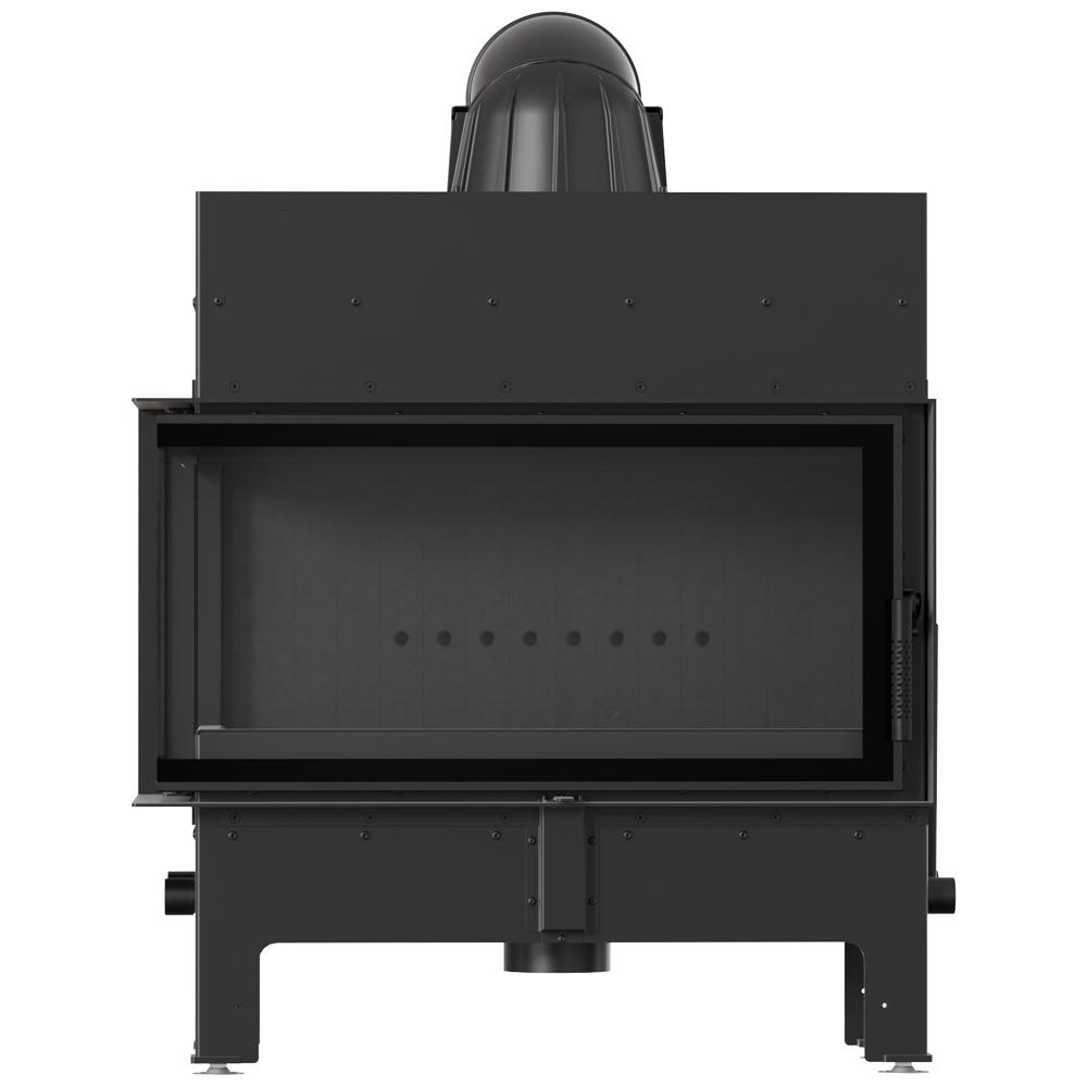 KRATKI FLOKI L Left Air Fireplace 12 kW Ø200 Black Set for Installation