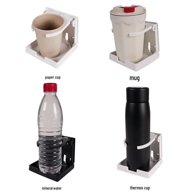 Black & White Adjustable Folding Cup Holder for RV, Boat, or Car