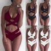 Waisted High Women Bikini Set Swimsuit Padded Pushup Bra Bathing Swimwear Suit