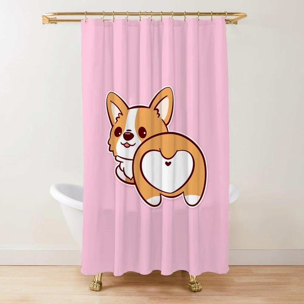 Corgi Butt Shower Curtains for Bathroom Showers Bath Folding Partition Curtain Accessories Bedrooms Waterproof Fabric Things the
