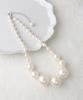 VINGTAINE Pearl Necklace, Gradient Line, Large Pearls, Elegant, for Occasions, Formal Occasions, Receptions, Parties, Weddings, GraduationEntrance