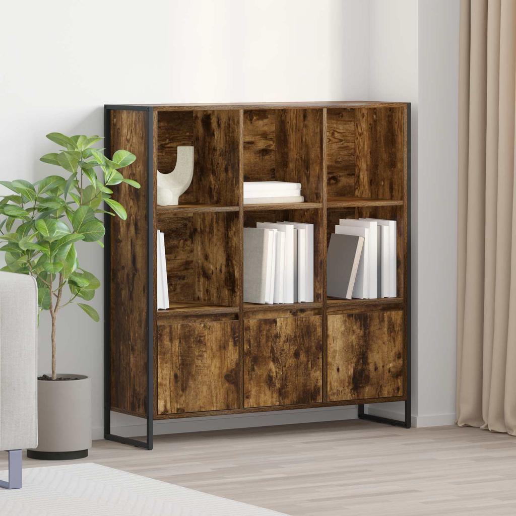 Bookshelf Set of 2 Smoked Oak Finish 99.5 x 30 x 108 cm Engineered Wood