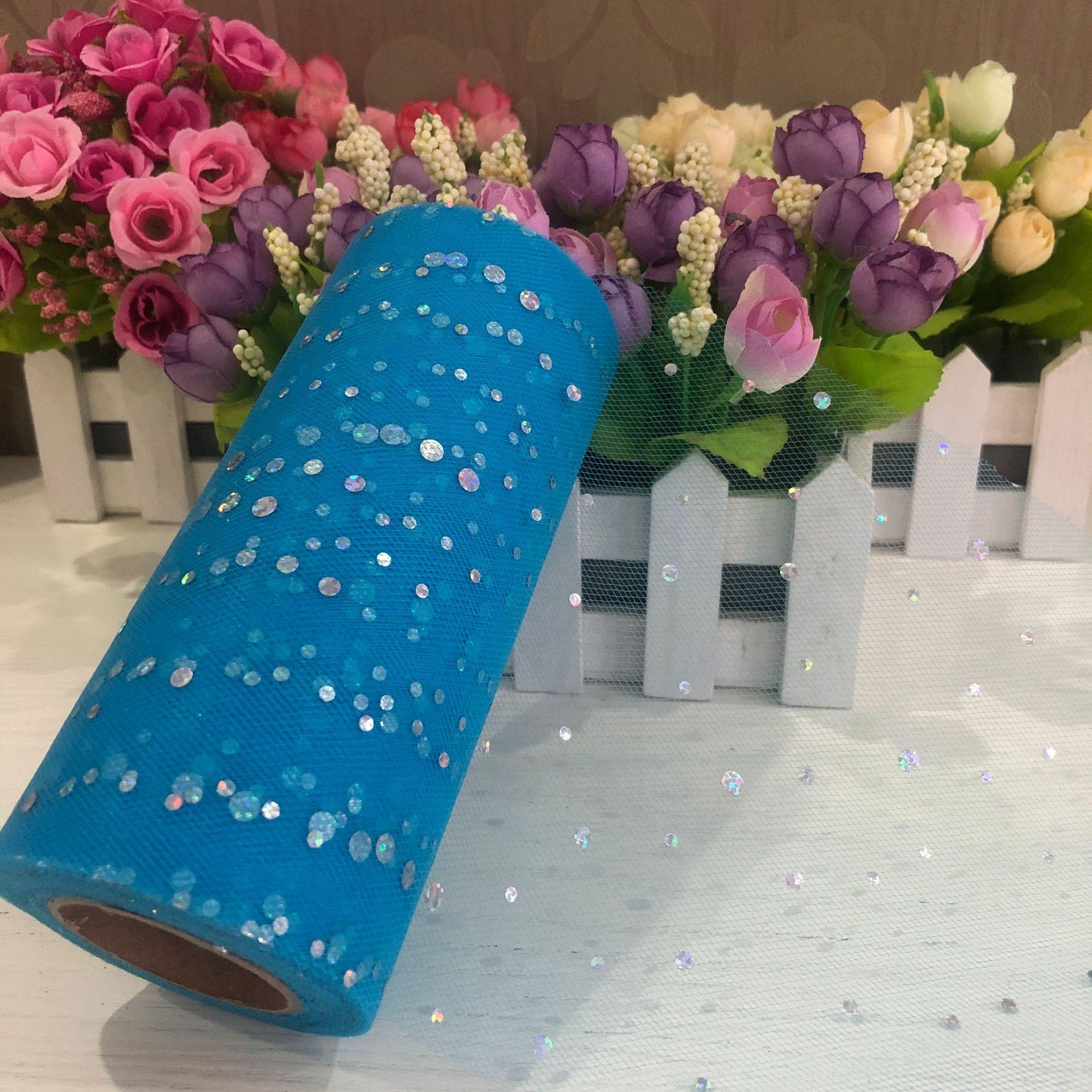 

10 ярдов, тюль с лазерными блестками, рулон органзы, украшение для вечеринки, сделай сам, ткань-пачка, свадебное украшение, швейная сетка, юбка-пачка из органзы, аксессуары небесно-голубой