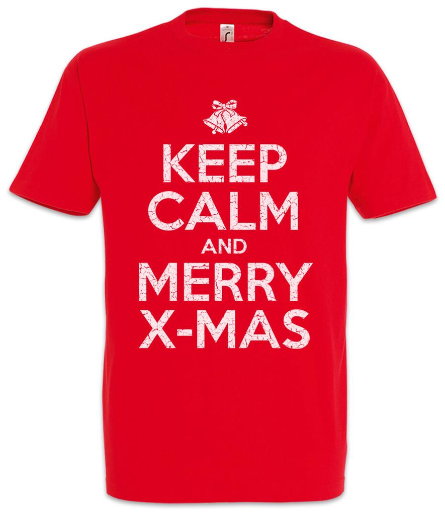 Keep Calm And Merry X-Mas T-Shirt Let It Snow White Cristmas Santa Fun Clause