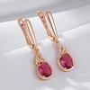 Glänzende Rote Ovale Natürliche Zirkon Tropfenohrringe Für Damen Mode Roségoldfarben Vintage Hochzeitsfeier Feiner Alltagsschmuck
