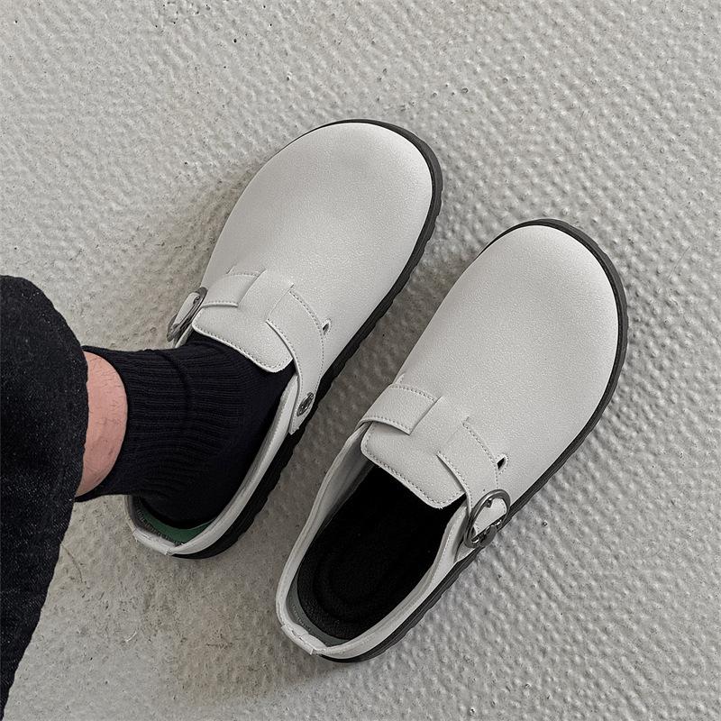 

2025 новые мужские тапочки нишевые манговая голова низкие полушлепанцы для ленивых людей на одной педали сумка голова шлепанцы мужские Z506 39 белый