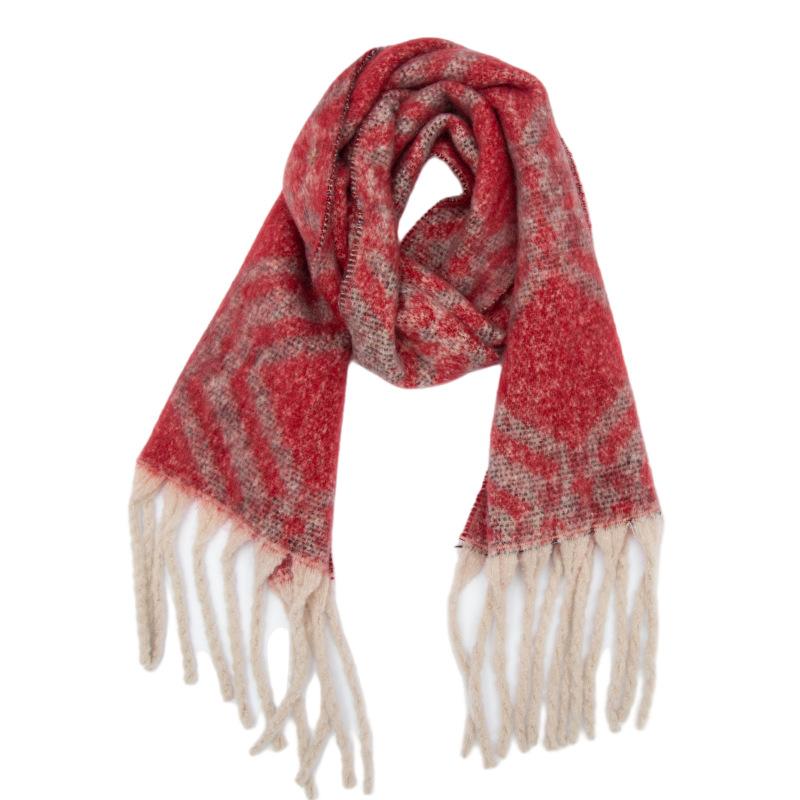 Women Winter Knitted Scarf Headscarf Ladies Casual Elegant Plaid Tassel Warm Scarve Mujer Foulard Thick Wrap Shawl Fashion New