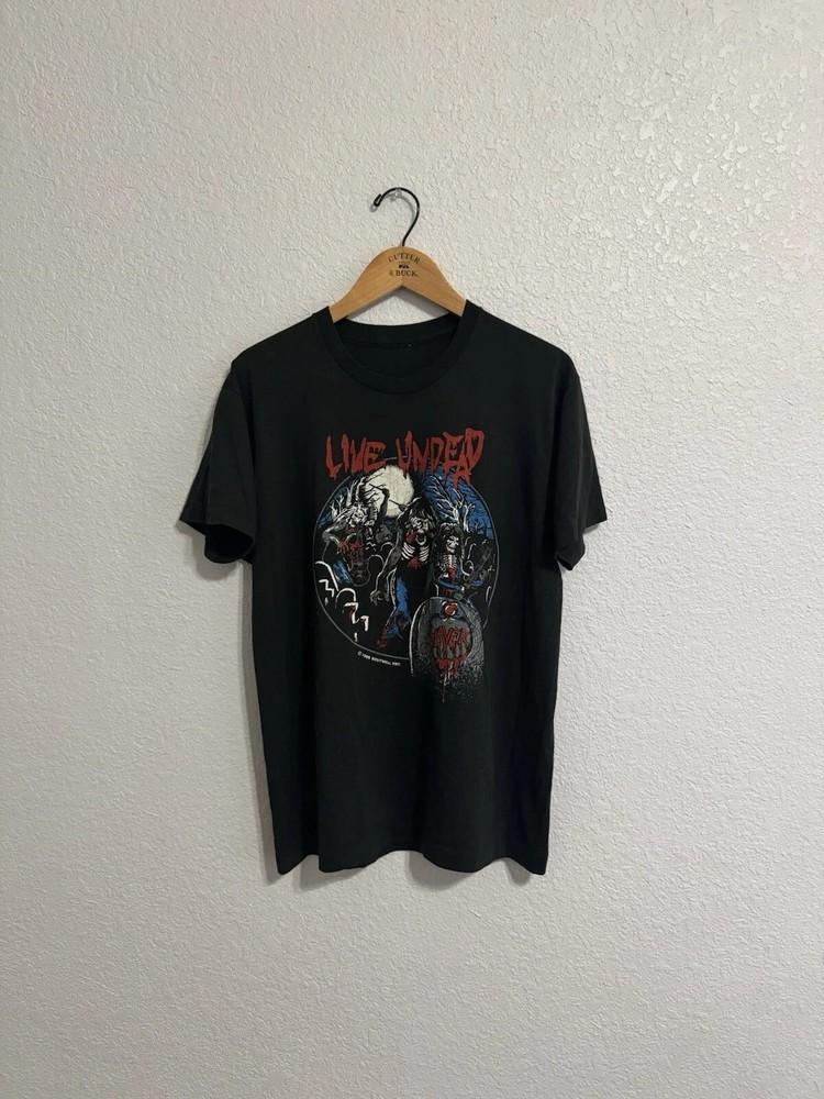 Винтажная футболка Slayer 1985 года Live Undead Tour Металлическая футболка 80-х Перепечатка Унисекс футболка XXL