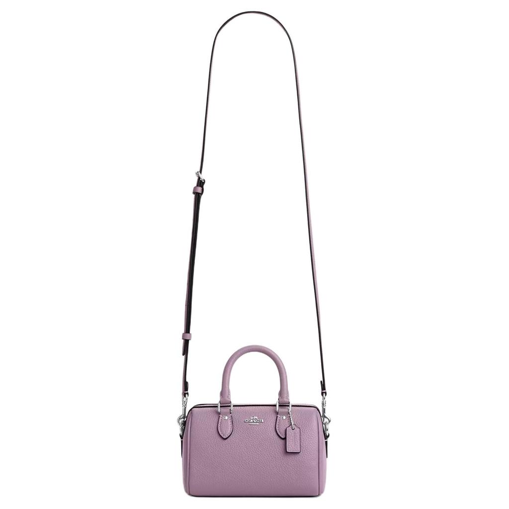 Coach Rowan Refined Pebbled Leather Boston Bag Handbag Mini Women's Purple CW328-SVNII