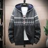 Suéter masculino casual de outono e inverno com capuz e suéter de malha quente