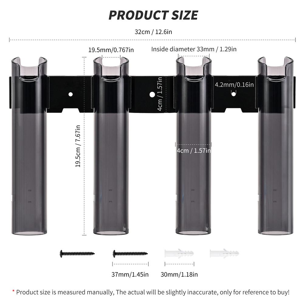 Fishing Rod Holder Bracket 4 Tubes Rod Rack Fits Spinning Or Casting Rod Wall Mounted Fishing Rod Holder for Wall Garage Storage