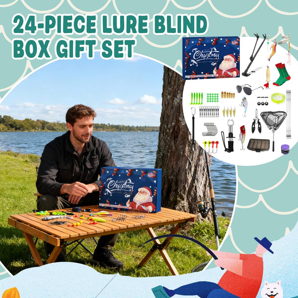 Merry Christmas Advent Calendar Fishing Christmas Countdown, Fishing Tackle Advent Calendar For Fish Adult Men Teen Boys 24-Day Countdown 24pcs