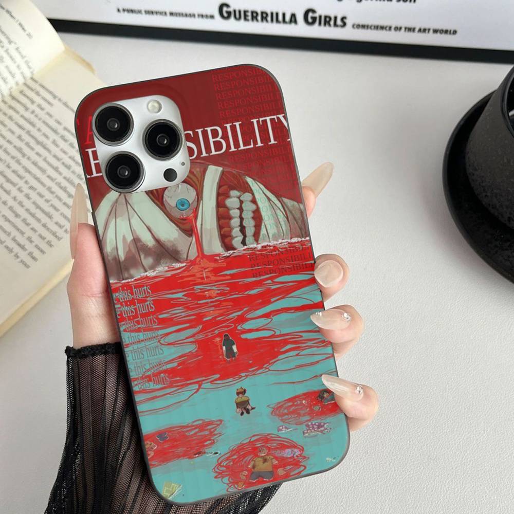 Popular Game Anime M-Mouthwashing For IPhone 17 16 15 Plus Pro Max 12 14 Plus 11 13 Wave Corrugated Stripe Funda Phone Cover