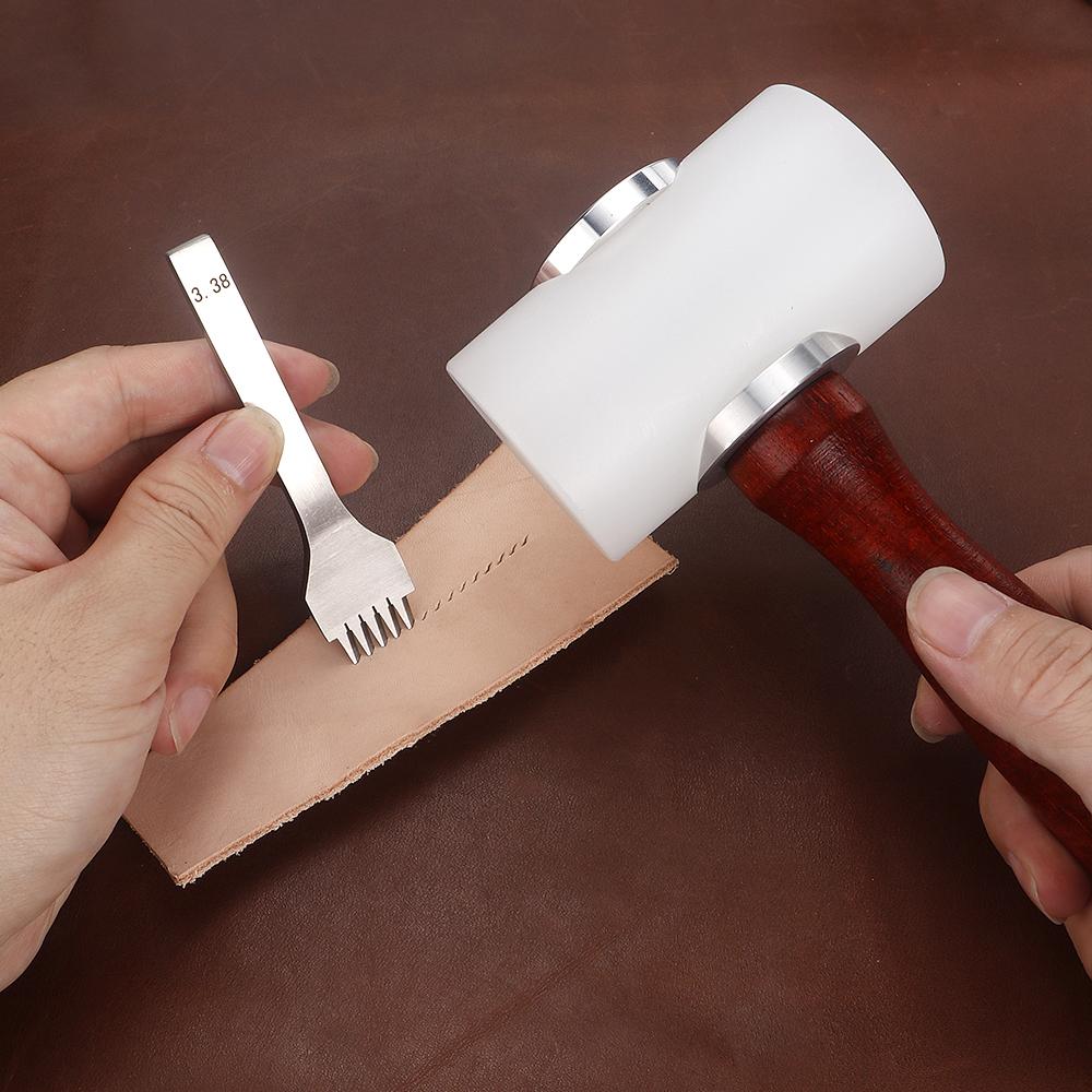 1pcs Professional Leather Carving Hammer, Wooden Handle Punching Hammer, DIY Leathercraft Punch Mallet,  Manual Hand Hammer Tool