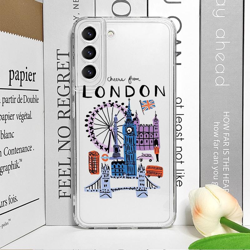 Trendiges Korea Paris New York City Klare Handyhülle für Samsung Galaxy S25 S24 S23 S22 Ultra S21 Plus S20 FE A55 Weiche Hülle Fundas