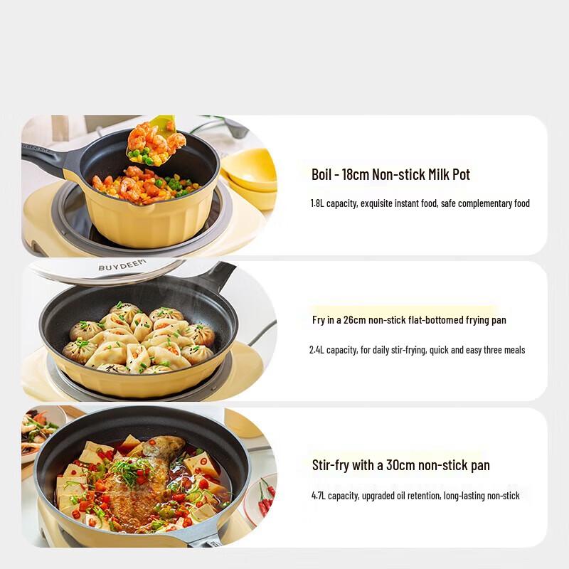 Buydeem Non-Stick 3-Piece Cookware Set