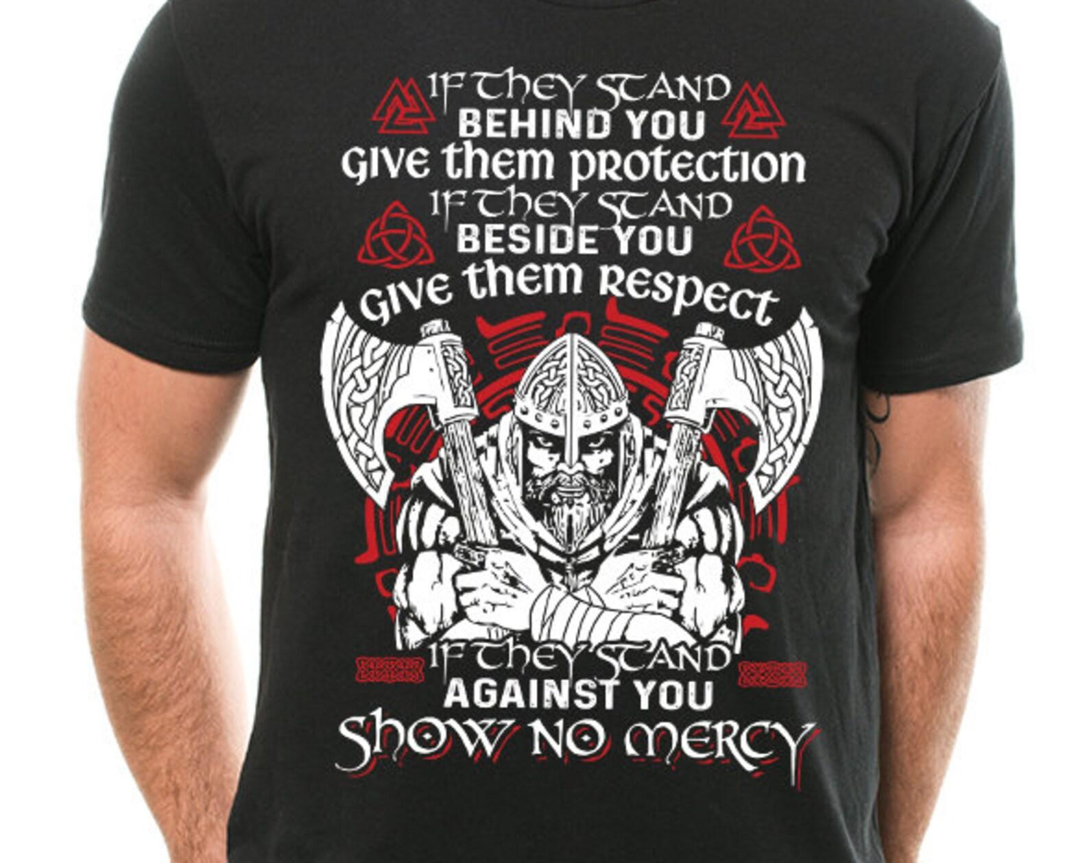 Viking T-Shirt: Show No Mercy Odin Tee - Mens Gift 2XL
