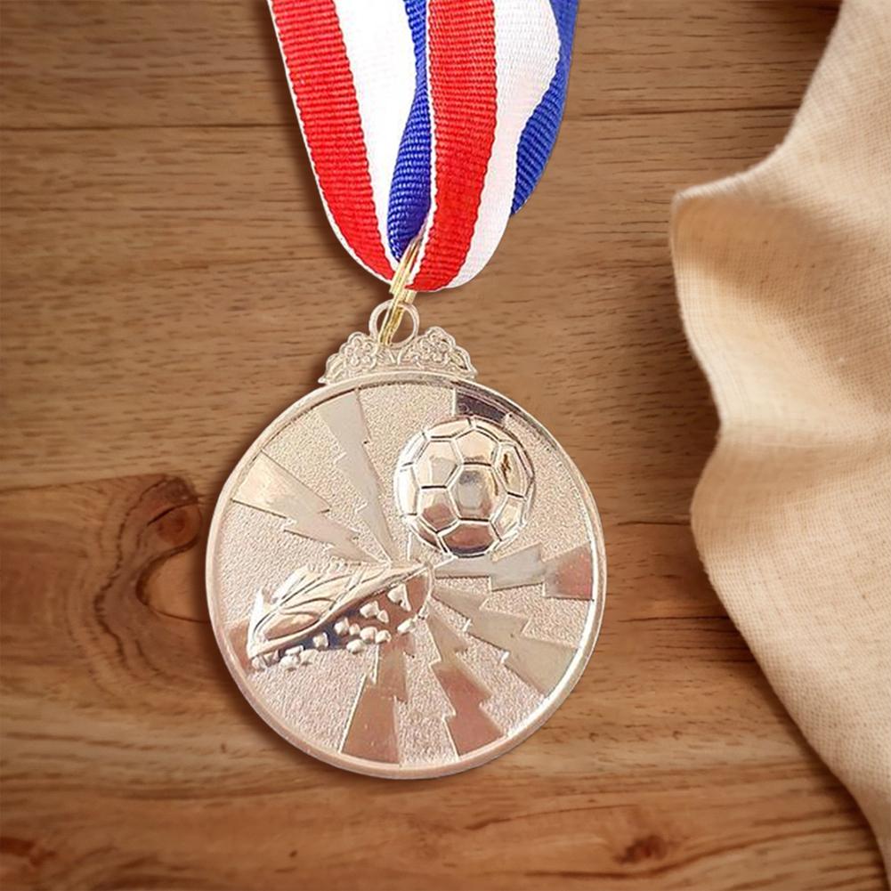 Soccer Medals Metal Winner Medals with Neck Ribbon Zinc Alloy Football Medals Sports Medals for Sports Competitions Celebration