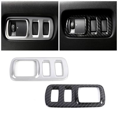 For Renault Kadjar 2015-2019 Head Lights Lamp Switch Button Decoration Cover Trim Carbon Fiber Silver Printed Interior Styling