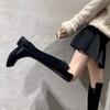 Rindsleder-Version~ 2025 neue dicke Sohle kleine mittlere und lange elastische Reitstiefel Damen Herbst und Winter Leder hohe Stiefel