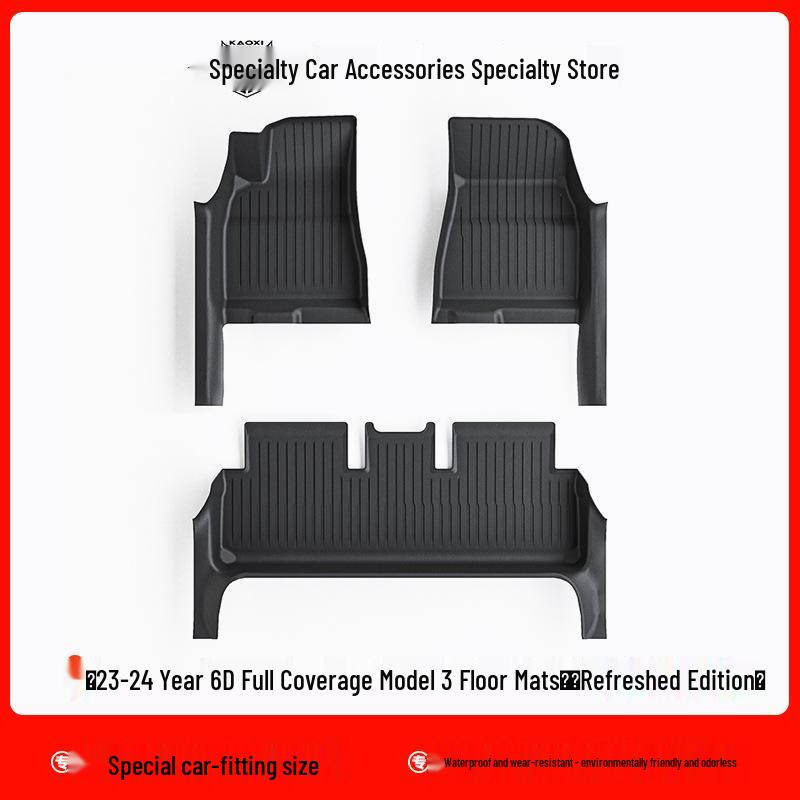 2024 Tesla Model 3 Full Coverage TPE Floor Mats - Front & Rear Trunk Coverage (6D Refresh Edition)