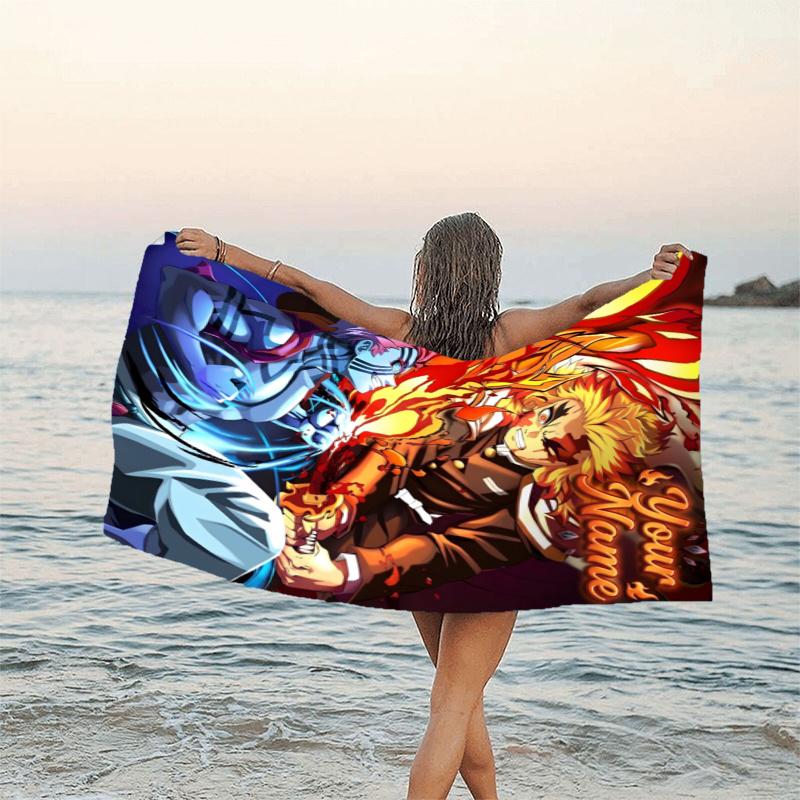 1pc Akaza Beach Towel with Custom Name, Beach/Swimming/Bath/Picnic/Camping Towel, Suitable for Seaside Beaches