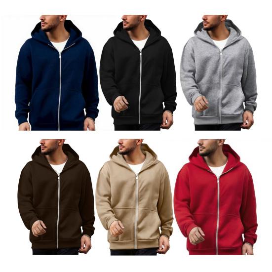 Men Sweatshirt Coat Hooded Long Sleeve Zipper Closure Hoodie Coat with Schoolbag Design Solid