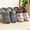 Men's Slippers Winter Sewing Suede Indoor Shoes For Male Gingham Plush Home Cozy Home Slippers Man
