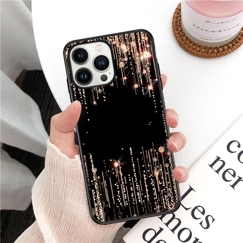 Phone Case For Iphone 14 13 12 11 Pro Max XS XR X 8 7 Plus SE Mobile Phone Cases Gold Rose Love Heart Funda Cell