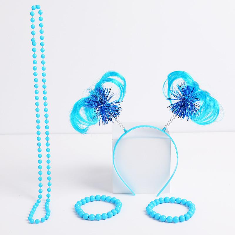 1980s Celebration Headgear Set With Feather Wigs And Jewelry For Seasonal Festivities