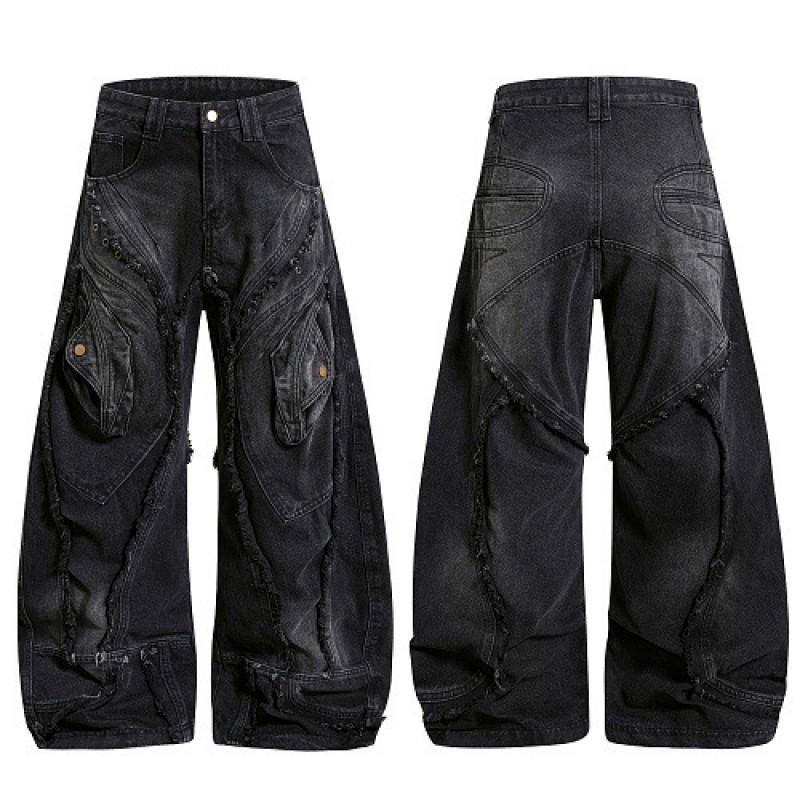 Unisex Relaxed Straight Fit Denim Jeans Vintage Streetwear Style Cotton Blend Mid-Rise Long Pants