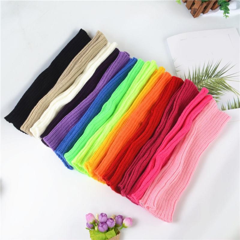 Long Fingerless Gloves Knitted Arm Sleeves Stretchy Arm Cover Thumb Hole Mittens