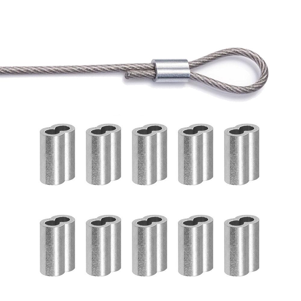 30/50PCS M1.2 M1.5 M2 M3 M4 Aluminum Crimping Loop Sleeve Double Hole Wire Rope Sleeves Steel Wire Loops Clip Fixed Accessories