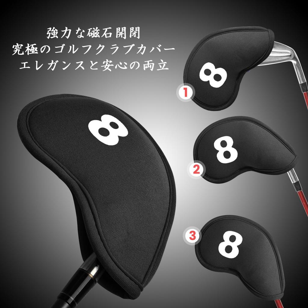 Set mit 11 Golf-Eisenhauben mit magnetischem, leichtem Neopren, Schutzhauben für Wedges und Eisen mit Nummernverschluss, Headcovers, (LT-018)