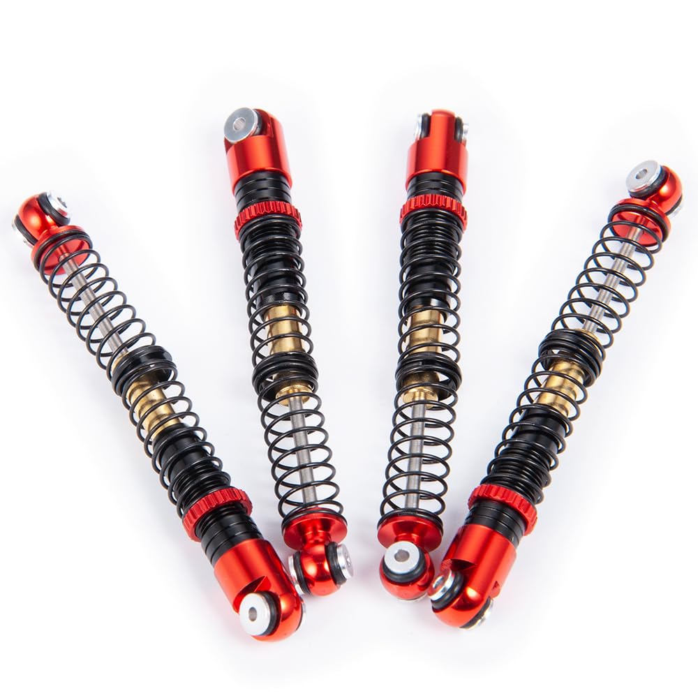 Four 53mm Scale Aluminum Shocks for 1:24 SCX24 RC Crawler (Red + Black)