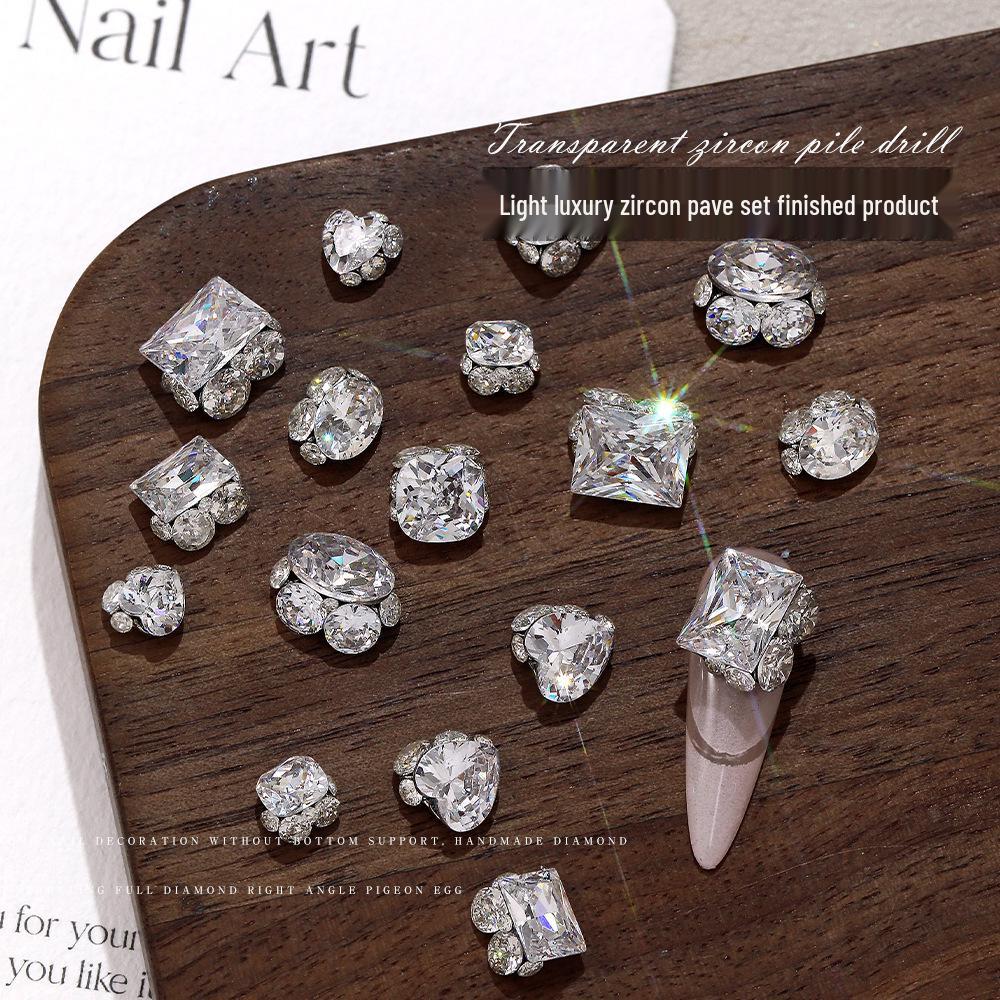 Zircon Rhinestone Nail Art – Blindingly Shiny, Handmade Long Right Angle Rhinestone Ball Pigeon Egg Decoration