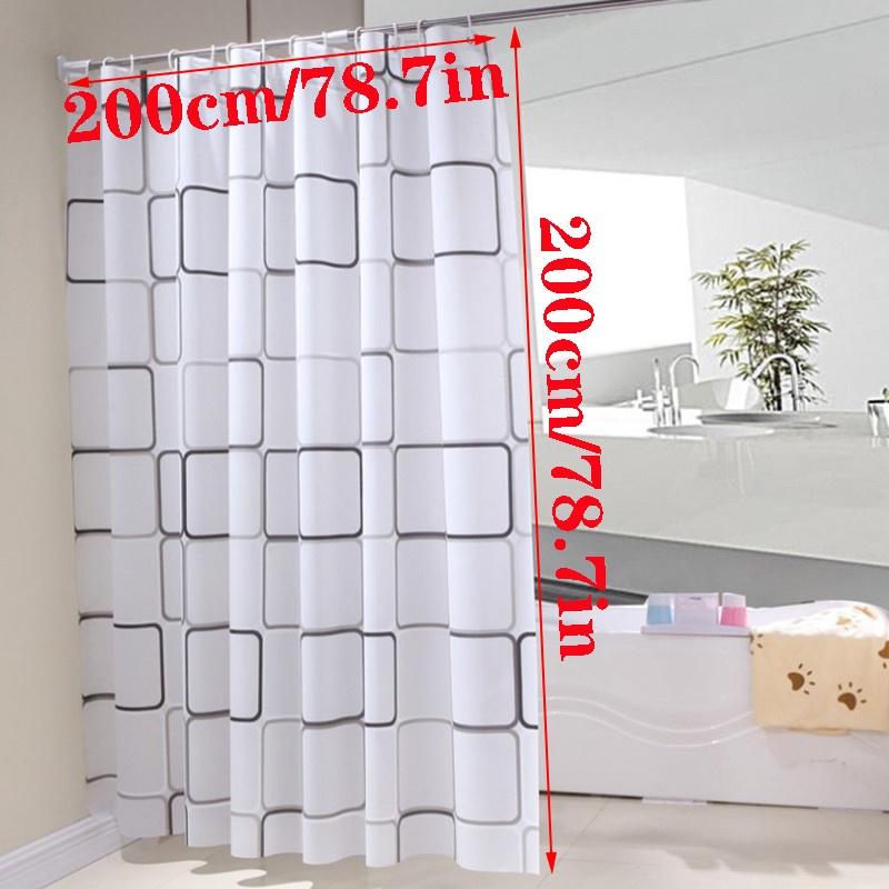 

Квадратная душевая шторка в клетку с крючками Водонепроницаемая Прочная Покрытие для ванной 200*200cm/78.7*78.7in