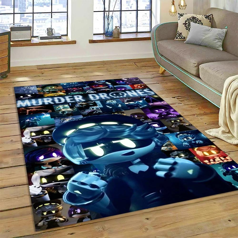 27 Stil Neue Mord-Drohnen Uzi Cartoon Roboter Teppich für Wohnzimmer Schlafzimmer Heimdekoration, Bodenteppich Rutschfest Sofa Fußmatte Kinder