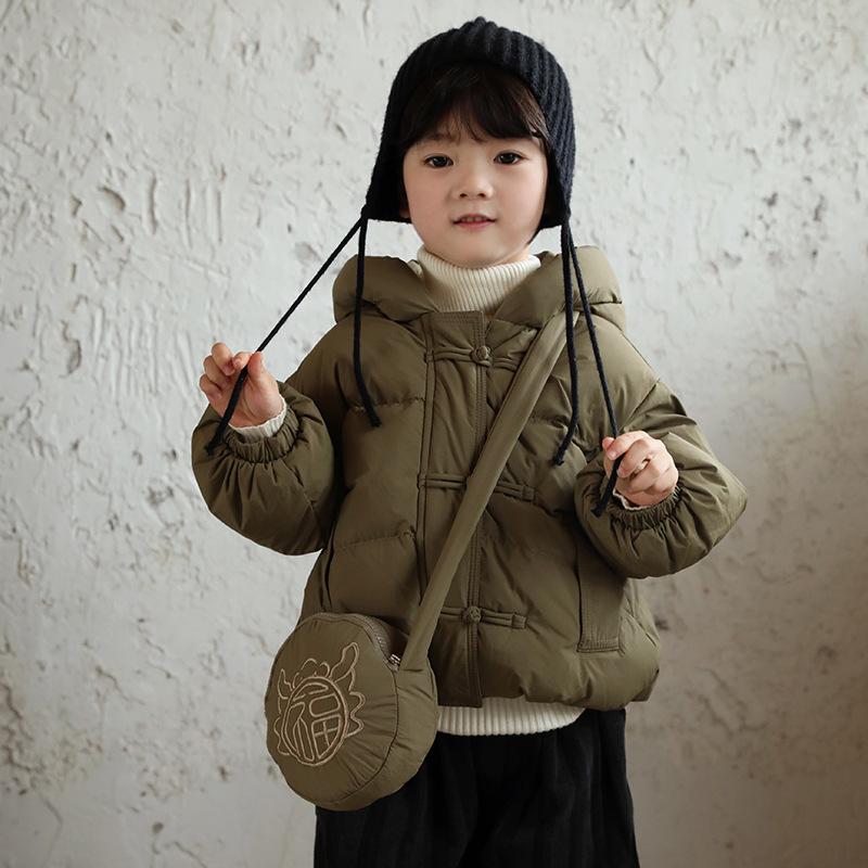 

Детская осенне-зимняя однотонная утепленная пуховая куртка маленьких и средних размеров, детская повседневная куртка с длинными рукавами и капюшоном 90