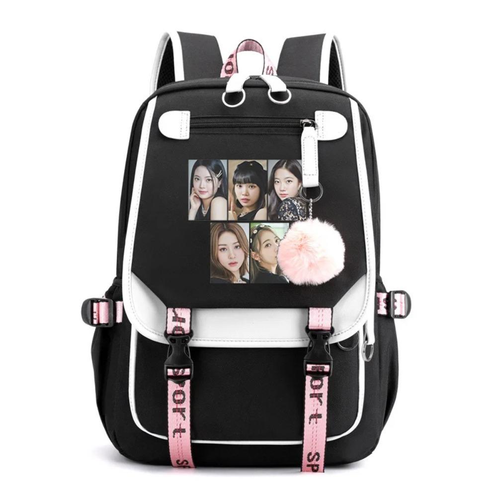 New Fashion Casual Korean K-POP Combination Pattern Backpack Casual Street Cool USB Backpack High Quality Zipper Backpacks