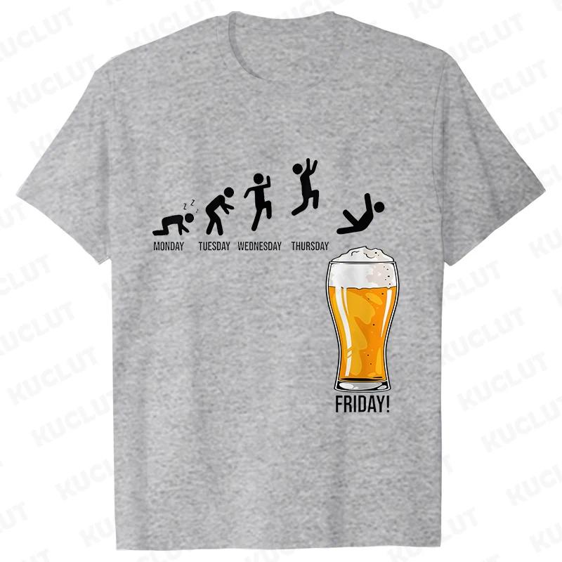 Funny T-Shirts for Men Drinking Lover Y2k Tops Oversized Clothing Short Sleeve Friends Friday Beer Day Weekend Party Streetwear