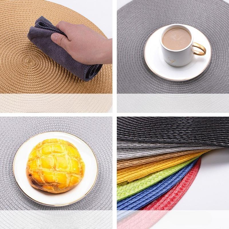 PP Round Hand-woven Placemats  Heat Insulation Mats  Table Mats  Hotel Western Food Mats  Non-slip Mats  Home Decoration