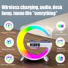 Modern 3-in-1 Wireless Charging Dock with Bluetooth Speaker, Alarm Clock, and LED Moon Lamp