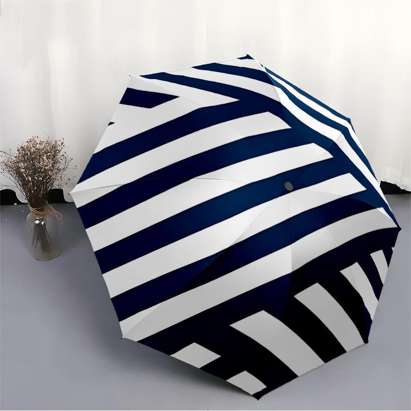1pc Nautical Stripes Automatic Open/Close Umbrella with One Touch Button,, Windproof Design   Lightweight Portable Umbrella for Women & Men6093